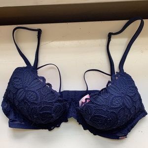 Navy Victorias Secret Pink Date Night Bra